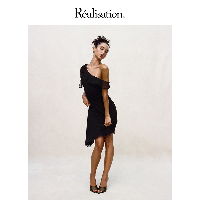 RealisationPar斜肩真丝裙