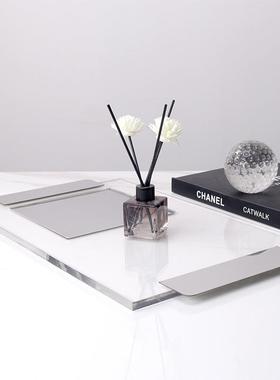 简约现代亚克力金属几何托盘摆件样板房茶几软装饰品客厅桌面摆设