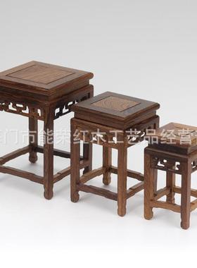 实木小花架红木复古花架鸡翅木鱼缸架花几盆景架办公桌置物架底座