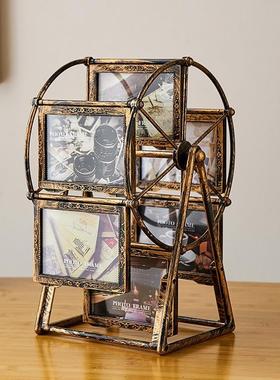 创意家居摆件复古摩天轮相框摆台酒吧奶茶店桌面摆设影楼婚庆道具