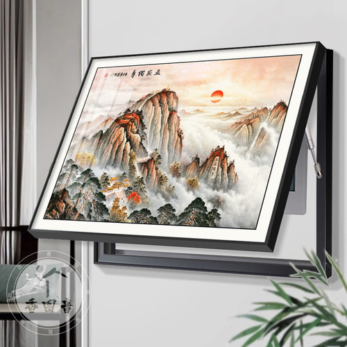 五岳山水电表箱装饰画 画配电箱遮挡盖板挂画 画电闸盒强弱开 关