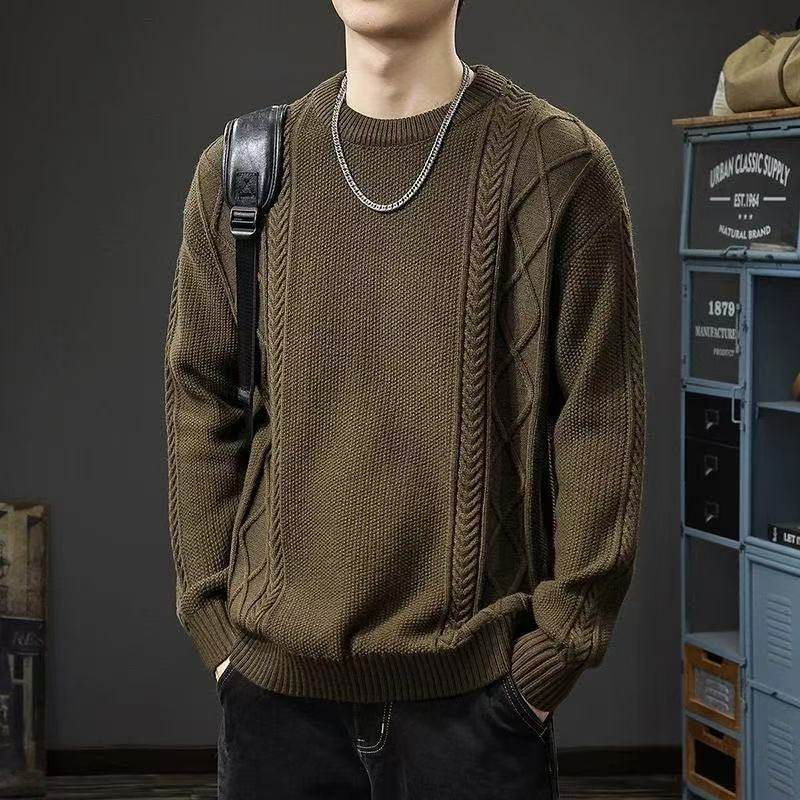 普通毛线圆领宽松青春活力风套头针织衫/毛衣