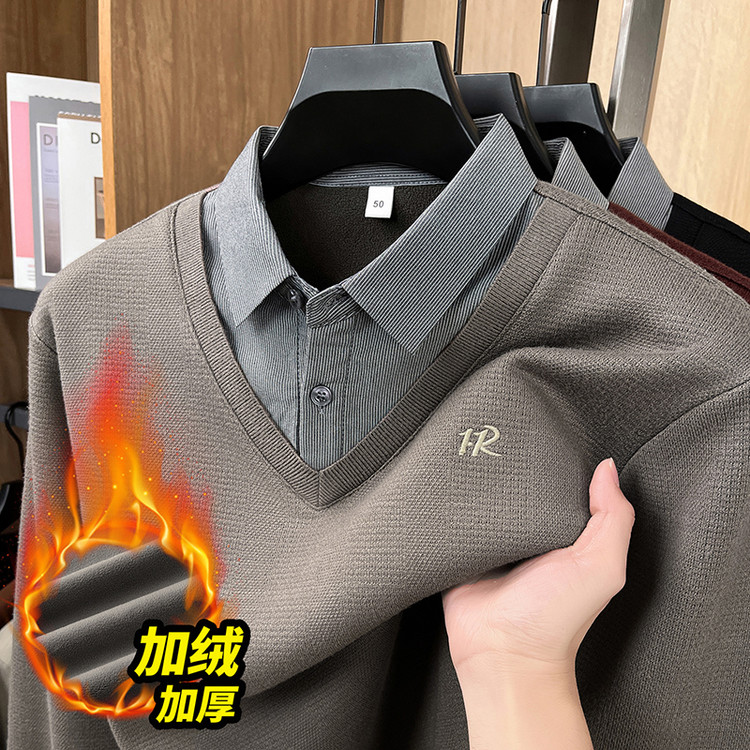 衬衫领刺绣/绣花冬季青春活力风套头针织衫/毛衣