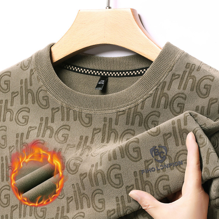 圆领摇粒绒套头LOGO男卫衣