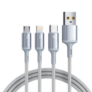 品胜充电器一拖三快充多口车载充电器数据线三合一万能通用型多功能充电器手机多头套装适用于华为苹果14-15