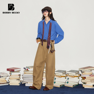 Bobbybecky复古三开身立裁两穿质感高克重进口匹马棉衬衣
