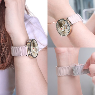 张婧仪同款适用华为gt6表带新款磁吸硅胶华为Watch gt5pro/gt5手表带专用gt4女款腕带表链撞色时尚替换带配件