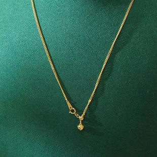 美梓珠宝 可抽拉 18K黄金古巴链素金项链百搭侧身链锁骨链AU750女