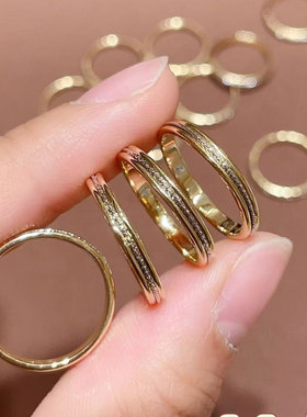 18K金分色双色戒指美梓珠宝冷淡风简约气质百搭AU750素圈素金指环