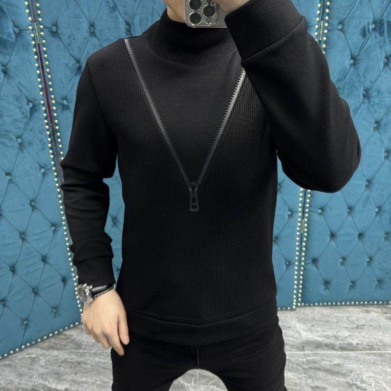 2025新款时尚设计感套头高领长袖t恤男士潮牌轻奢休闲假两件上衣,男装,T恤,淘宝优惠券,粉丝福利购,淘宝优惠卷