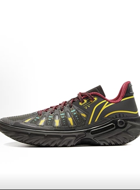 李宁 桀骜2 黑雾全掌䨻科技 回弹抗扭抓地低帮 外场篮球鞋 黑黄色