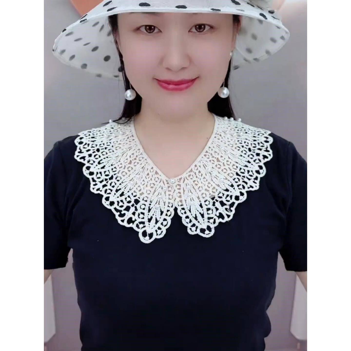 假领子夏季薄款防晒镂空珍珠衣领韩版蕾丝披肩女百搭娃娃领配裙子