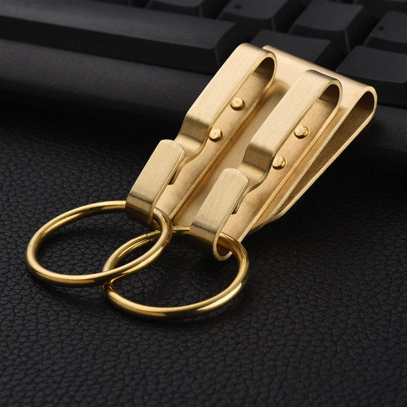 插皮带双排纯铜钥匙扣运动裤高档男款手工打磨直插式腰带黄铜挂钩