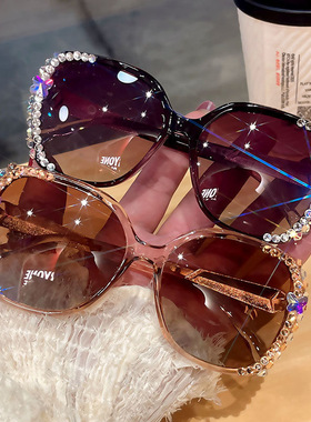 新款水钻偏光太阳镜女款ins防晒防紫外线墨镜个性女大脸显瘦带钻