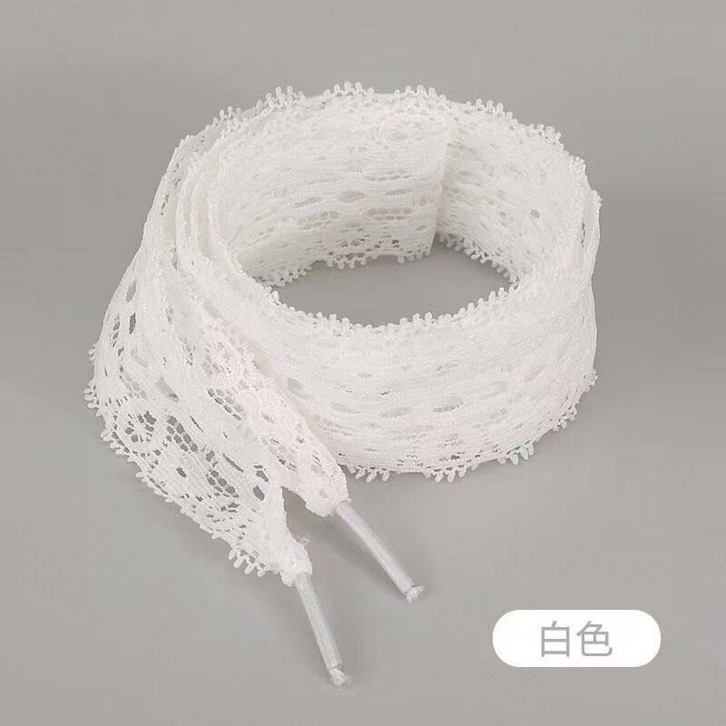 蕾丝花边鞋带可爱时尚帆布鞋AJ板鞋黑白色弹性蕾丝鞋带百搭韩系
