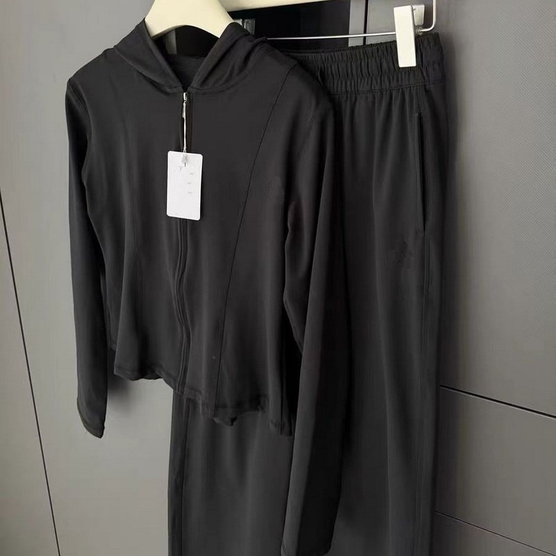 休闲运动套装女瑜伽修身套装阔腿裤连帽舒适显瘦弹力女装百搭款01