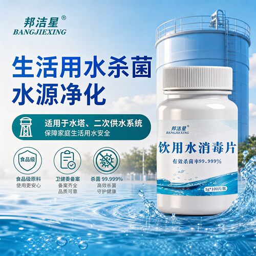 邦洁星饮用水消毒片户外用水井水消毒杀菌除臭净化水质药片食用级