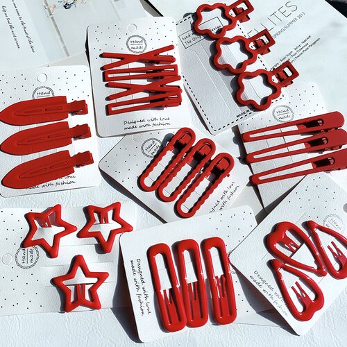 小清新红色爱心发夹女后脑勺夹子