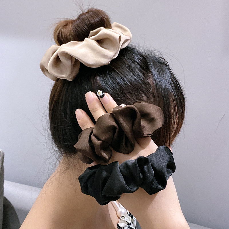 气质简约法式缎面小肠圈发圈女百搭高级扎头发绳高马尾皮筋韩国