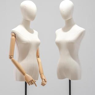 婚纱店专用模特展示架假人礼服道具包布头盖半身人台服装店假人偶