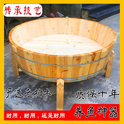纯手工圆形鱼缸古法大型实木