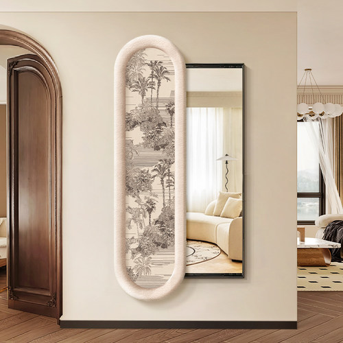 隐藏式全身镜装饰画中古风壁画