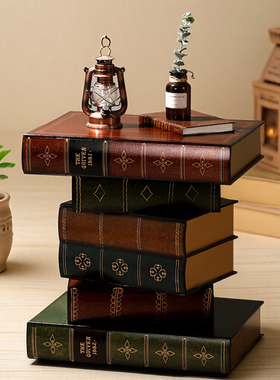 复古仿真书假书小桌子床头收纳柜