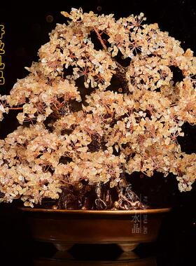 天然黄水晶加密招财树电视柜摆件橄榄紫粉客厅酒柜办公室开业礼品