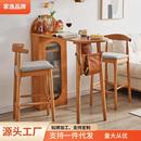 家逸实木吧桌吧椅组合家用樱桃木色餐桌高脚桌小户型原木吧台桌