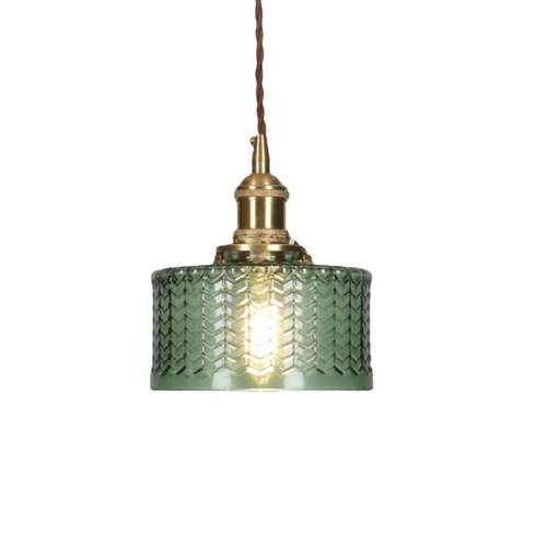 日式复古黄铜雕刻玻璃吊灯简约民宿卧室床头过道阳台吧台灯