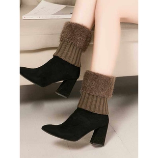韩版秋冬季保暖护脚踝袜套女时尚宽松短款护腿脚套毛线针织鞋靴套