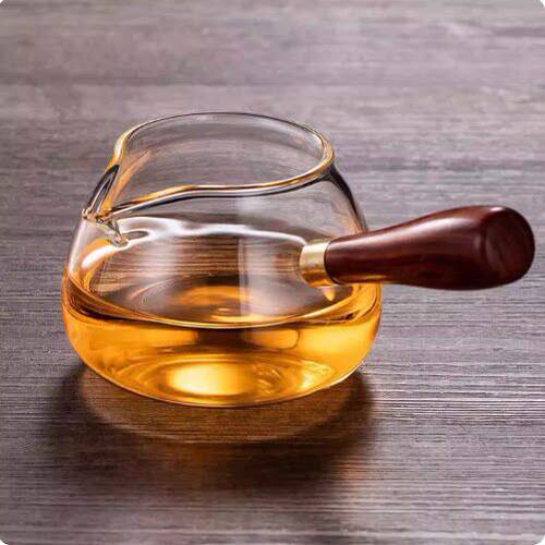 特厚木把玻璃公道杯茶漏一体茶器功道分茶杯茶海茶壶加厚耐热侧把