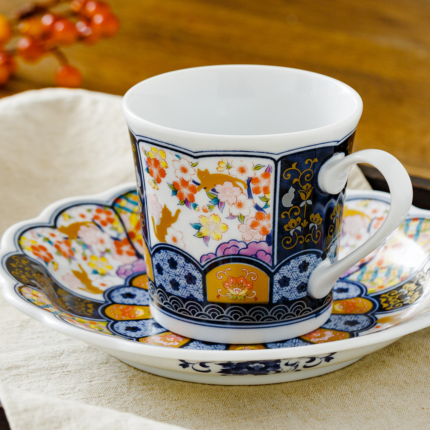 日本进口陶瓷马克杯家用喝水杯日式吉兆猫水杯办公室咖啡杯手柄杯