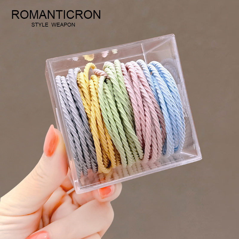 橡皮筋扎头发高弹力耐用女童不伤发胶圈彩色头绳收纳盒儿童细发圈