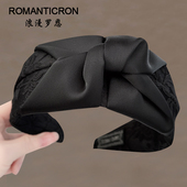 高颅顶发箍女高级感洋气时尚 绝美头饰宽边日常外戴黑色复古发捆