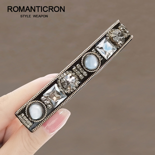 发夹头饰后脑勺马尾一字夹高端天然贝母气质简约大牌妈妈弹簧夹子