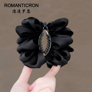 丸子头抓夹法式云朵新款饱满后脑勺黑色发夹超好看的高级感盘发卡