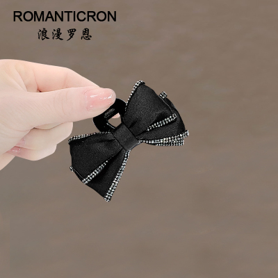 蝴蝶结抓夹短发半扎发绝美发量少的小发夹黑色韩系妈妈款优雅大气