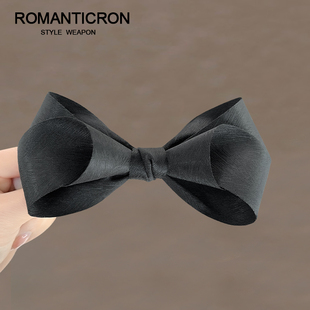 奢华奢侈高端发夹黑色蝴蝶结高马尾品牌弹簧夹春夏头花头饰发饰