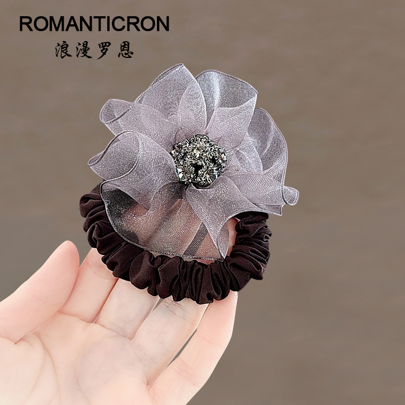 发圈韩系2025新款绝美法式花朵小肠圈头饰气质欧根纱扎头发头花