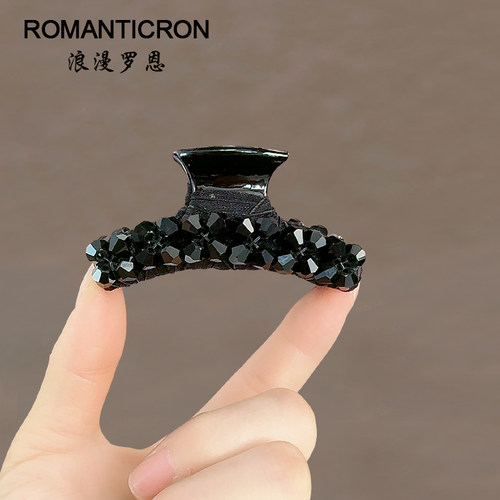 抓夹女发量少发夹马尾中号绝美水晶后脑勺黑色高端精致鲨鱼发卡