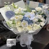 全国碎冰蓝绣球蝴蝶兰混搭玫瑰花束生日鲜花速递同城深圳北京上海