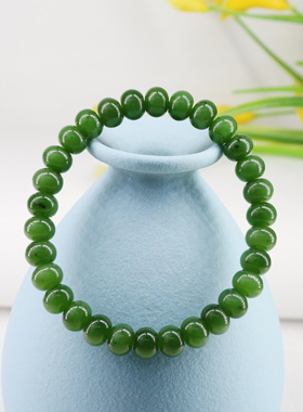 天然俄罗斯碧玉菠菜绿手串手链