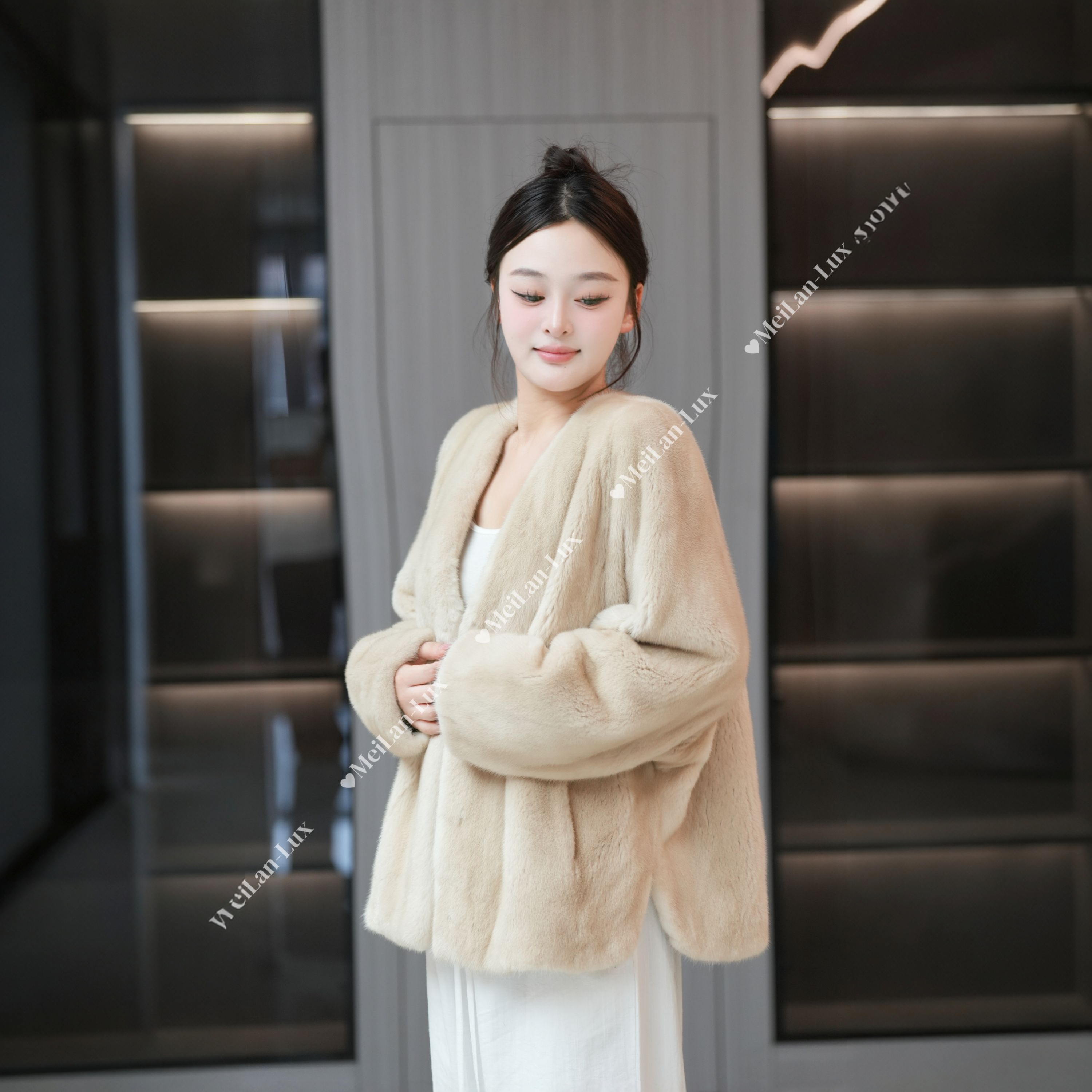 黑翼美蓝尊【老板娘自留款】简约秋冬水貂百搭保暖皮草059