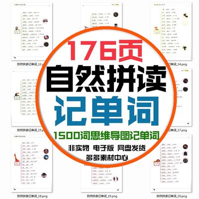 英语记单词自然拼读1500词思维导图字母组合图解小学英语电子资料