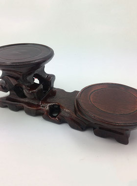 仿红木圆形高低底座茶壶杯垫花瓶瓷器小摆件实木奇石摆件底座木托