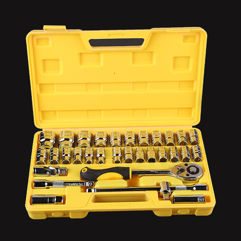 厂家汽车摩托车维修铬钒钢CRV组装 棘轮快速扳手32件套套筒