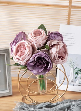 手捧花玫瑰花束仿真花婚庆家庭背景花墙摄影布景跨境GF14871-6