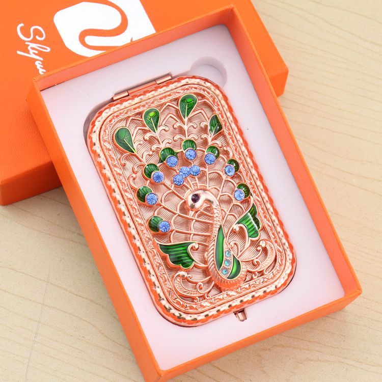 俄罗斯锌合金化妆镜随身折叠双面高清放大迷你小镜子时尚创意