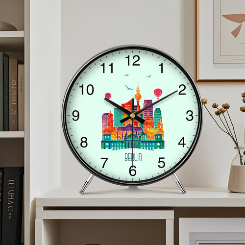 现代可爱风座钟高级感时钟桌面摆钟创意摆件客厅高端个性玄关钟表